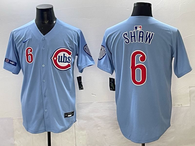 Men Chicago Cubs #6 Shaw Light blue Throwback Nike MLB 2025 jersey 01->chicago cubs->MLB Jersey